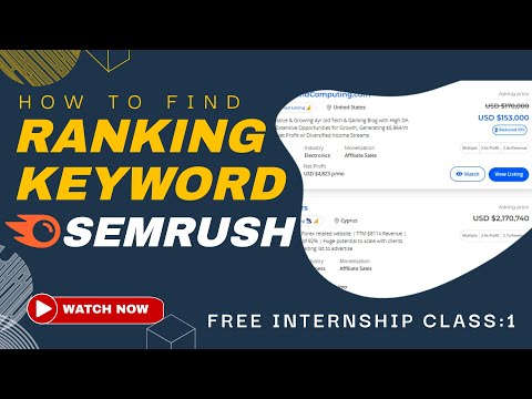 Internship Class-1 -How to Find Keyword on SEMRUSH [Video]