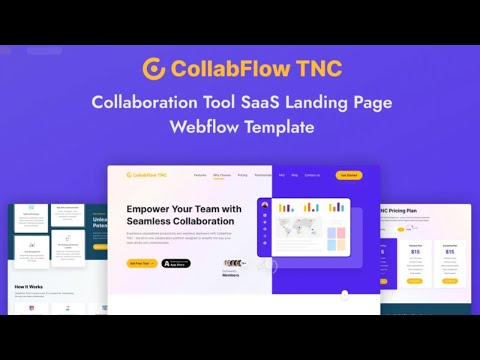 Best Webflow SaaS Template | CollabFlow TNC Landing Page | Webflow Agency, Portfolio, App Template [Video]
