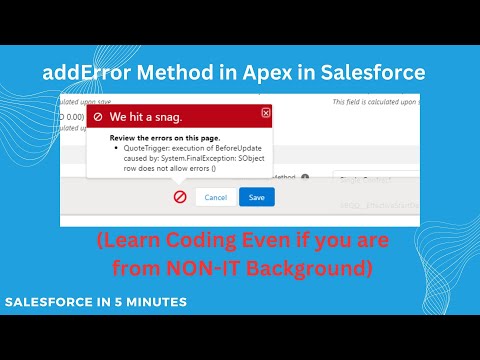 apex coding in salesforce || AddError Method Salesforce || Apex Crash Course Part 24 [Video]